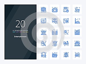 20 Entertainment Blue Color icon for presentation