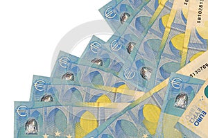 20 euro bills lies in different order isolated on white. Local banking or money making concept