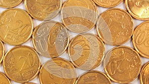 20 Euro Cent Coins, Rotating Money Background