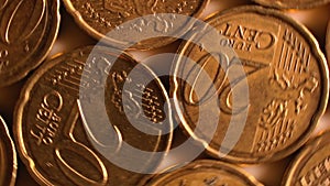 20 Euro Cent Coins, Rotating Money Background