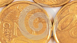 20 Euro Cent Coins, Rotating Money Background