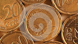 20 Euro Cent Coins, Rotating Money Background