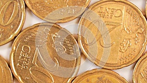 20 Euro Cent Coins, Rotating Money Background