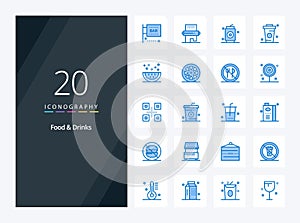 20 Food  Drinks Blue Color icon for presentation