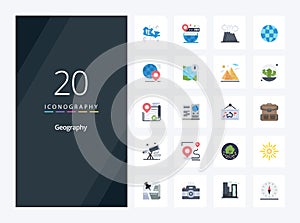 20 Geo Graphy Flat Color icon for presentation