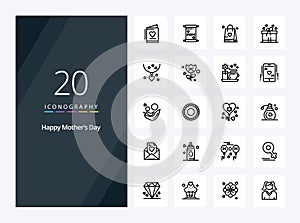 20 Happy Mothers Day Outline icon for presentation