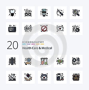 20 Health Care And Medical Line Filled Color icon Pack like bp monitor blood pressure operator health mask allergy