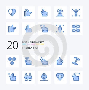 20 Human Blue Color icon Pack like thumbs up done touch opportunity business