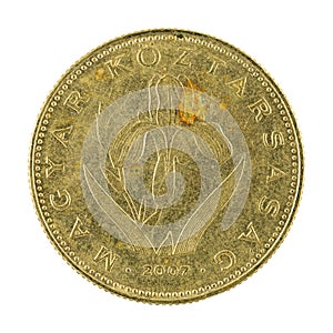 20 hungarian forint coin 2007 isolated on white background