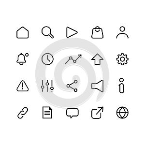 20 internet icon set outline style for ui design