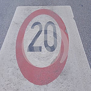 20 kilometers per hour speed limit sign