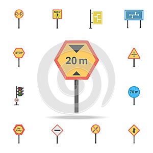 20 km speed limit colored icon. Detailed set of color road sign icons. Premium graphic design. One of the collection icons for