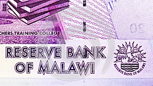 20 Kwacha banknote. Issued on 2012, Bank of Malawi.  Fragment: Reserve bank of Malawi sign