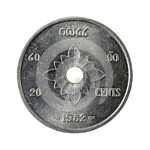 20 lao kip cent coin 1952 obverse