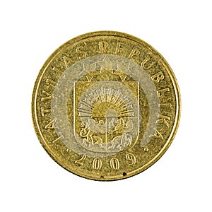 20 latvian santimu coin 2009 isolated