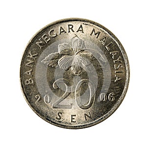 20 malaysian sen coin 2006 obverse