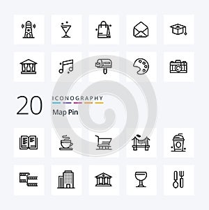 20 Map Pin Line icon Pack like movi paris trolley drink road