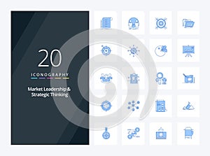 20 Market Leadership And Strategic Thinking Blue Color icon for presentation