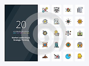 20 Market Leadership And Strategic Thinking line Filled icon for presentation