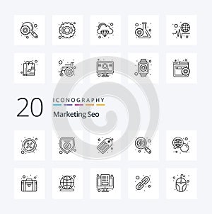 20 Marketing Seo Line icon Pack like global chat seo target eye