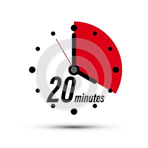 20 Minutes Clock Icon Isolated