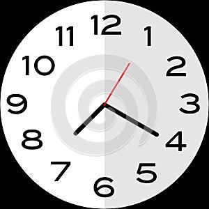 20 minutes past 7 o`clock analog clock icon