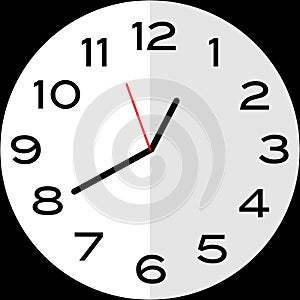 20 minutes to 1 o`clock analog clock icon