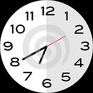 20 minutes to 7 o`clock analog clock icon