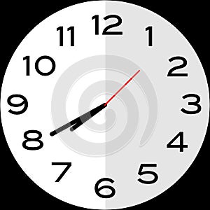 20 minutes to 8 o`clock analog clock icon