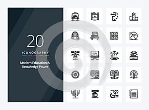 20 Modern Education And Knowledge Power Outline icon for presentation