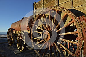 20 Mule Team mining carts at the Harmony Borax Works, Death Valley, California