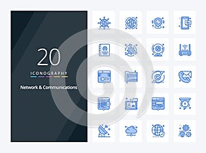 20 Network And Communications Blue Color icon for presentation