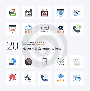 20 Network And Communications Flat Color icon Pack like acknowledge good solution accept connect