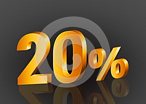 20% off 3d gold, Special Offer 20% off, Sales Up to 20 Percent, big deals, perfect for flyers, banners, advertisements, stickers,