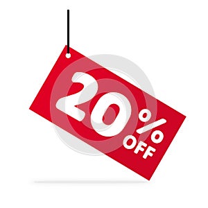 20% OFF discount. Sale Vector Symbol. Red Tag.