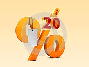 20 Off Special offer sale 3d illustration. Discount offer price symbol