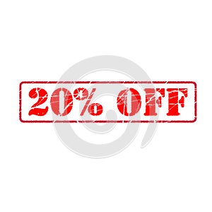 20% off on white background. twenty Percent Off Promotional Advertising Banner. Special offer, great offer, sale.  Label and Tag