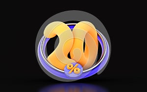 20 percent discount in ring circle on dark background 3d render concept