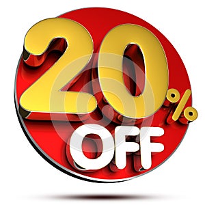 20 Percent off 3D.with Clipping Path.
