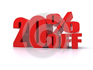 20% Percent off promotional sign