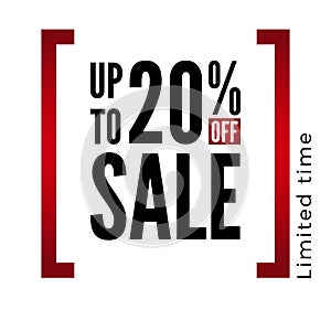 20 percent off sale discount black and red sign