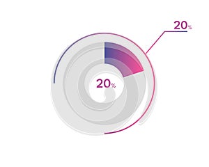 20 Percentage circle diagrams Infographics vector, circle diagram business illustration, Designing the 20 Segment in the Pie Chart