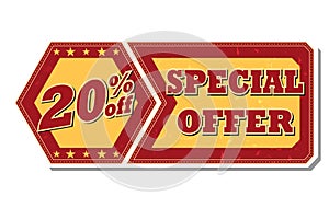 20 percentages off special offer - retro label