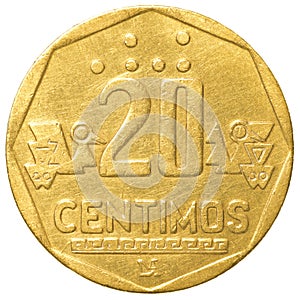 20 Peruvian nuevo sol centimos coin