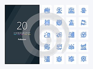 20 Pollution Blue Color icon for presentation