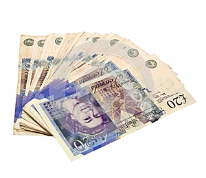 20 pound notes spread - Clipping path