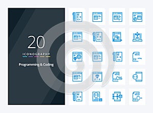 20 Programming And Coding Blue Color icon for presentation