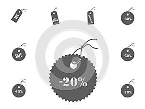 20 sale icon. Sale and discount vector illustration icons set.