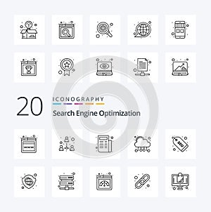 20 Seo Line icon Pack like tag marketing news network cloud