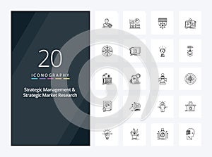 20 Strategic Management And Strategic Market Research Outline icon for presentation